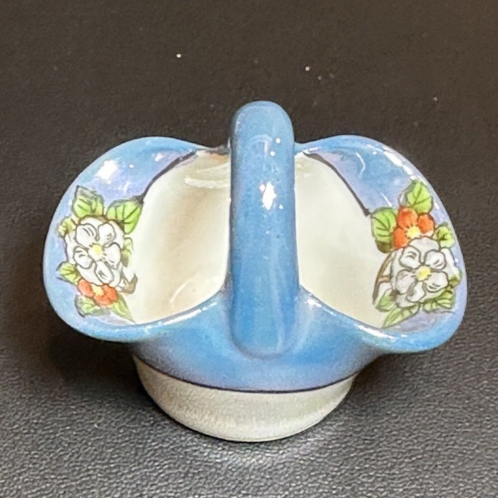 Vintage Noritake Miniature Basket 2.25 Inch Floral Hand Painted Japan Signed - Picture 5 of 9
